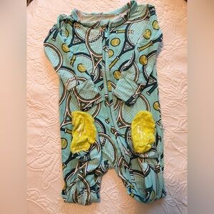 Posh peanut Tennis Print One Piece pajama - Blue and Green 9-12m